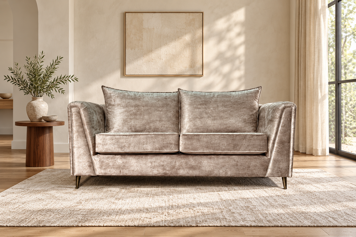 Alderley bespoke sofa in a styled living room. Fabric shown as an example.