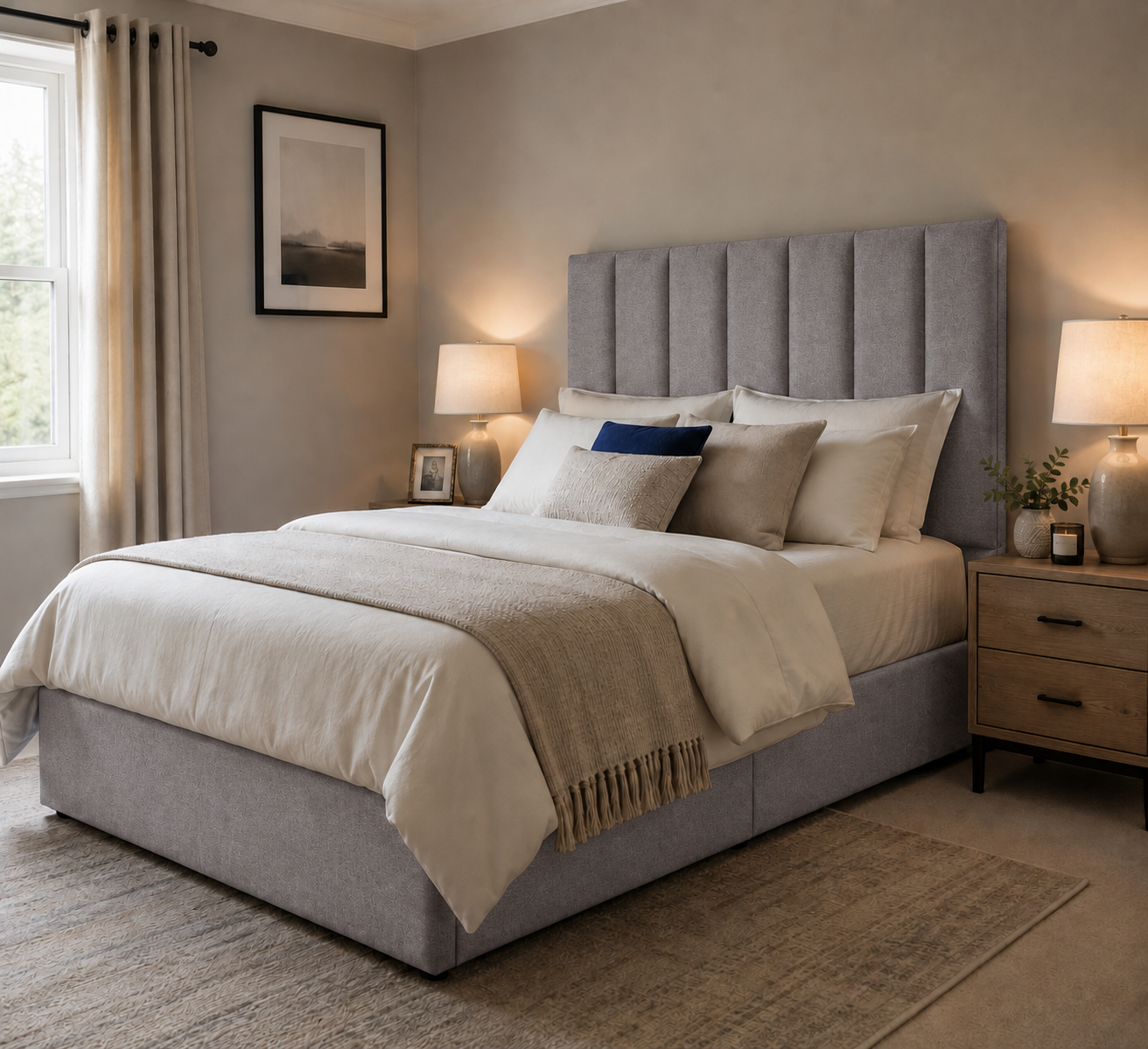 Exeter upholstered headboard in Clay wool fabric