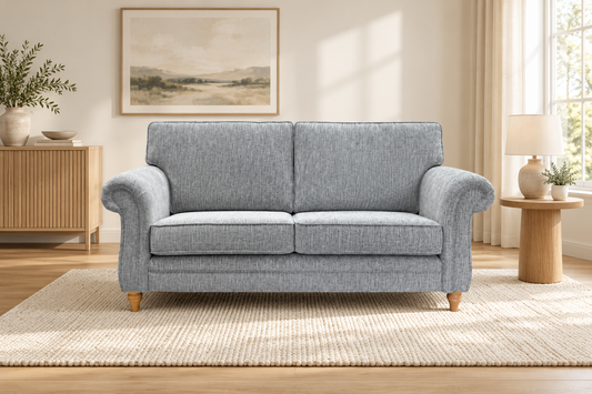 Midlands bespoke sofa in a styled living room. Fabric shown as an example.