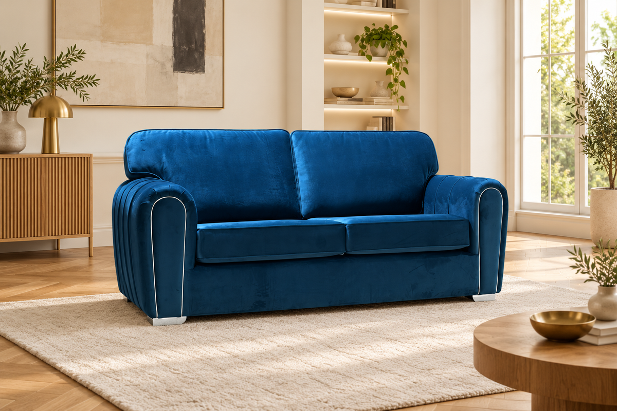 Kensington bespoke sofa in a styled living room. Fabric shown as an example.