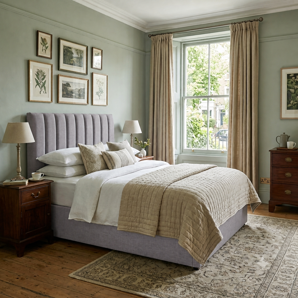Lincoln divan bed upholstered in Clay wool fabric