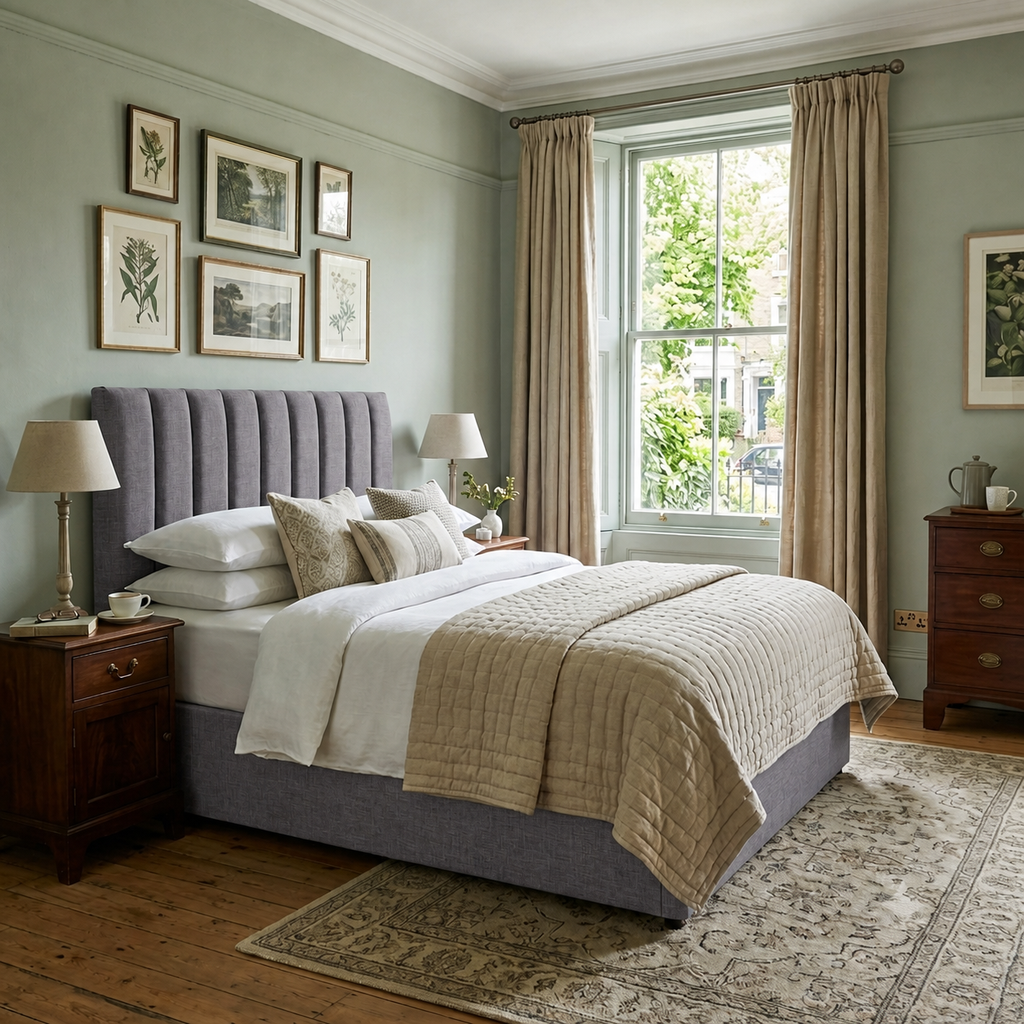 Lincoln divan bed upholstered in Steel wool fabric