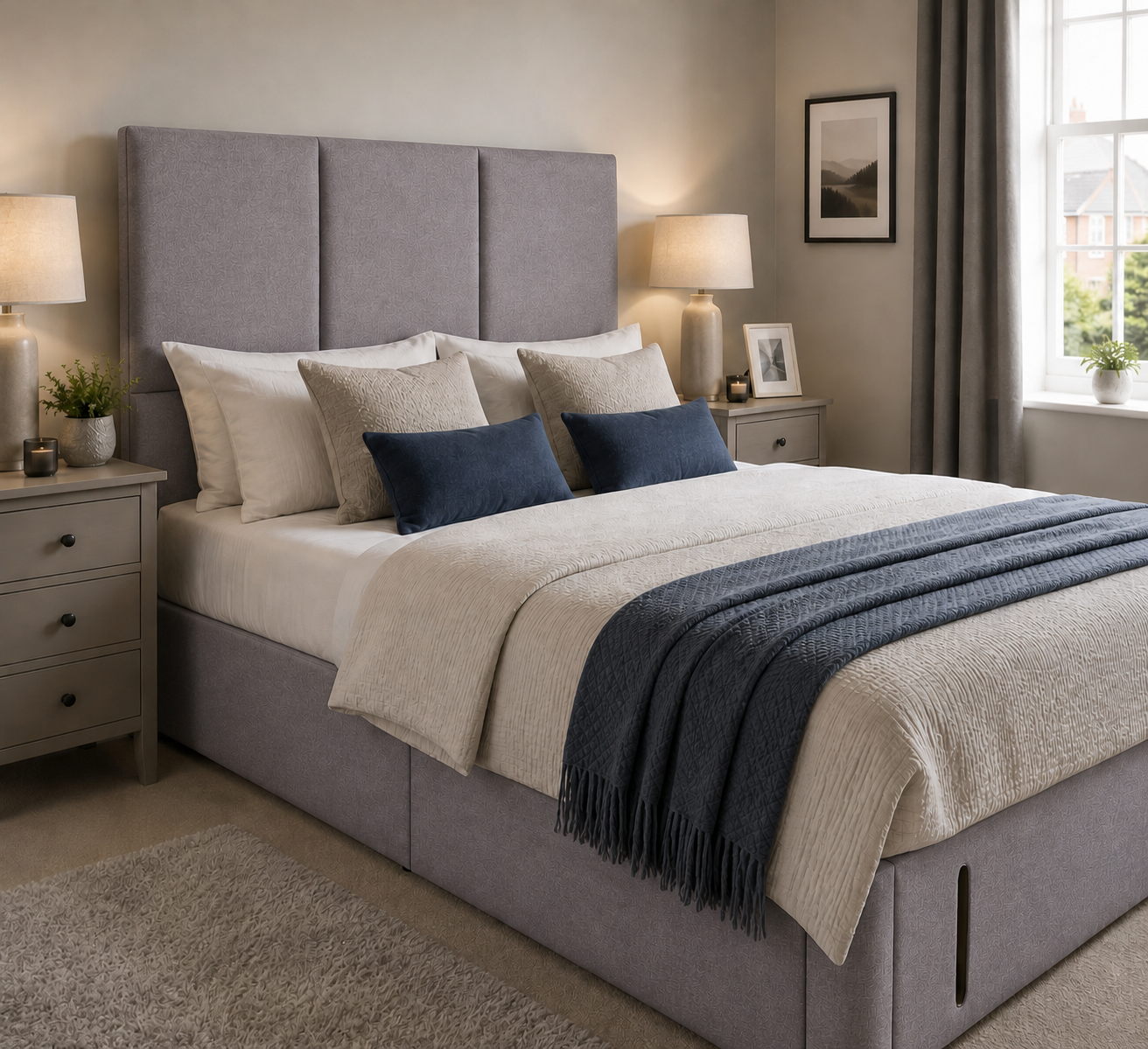 Ripon upholstered headboard in Clay wool fabric